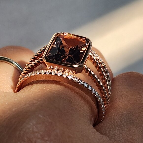 NIB HUGE 4.12ctw Blush Pink Zircon 18K RG over 925 Ring Size 9 - Picture 11 of 12